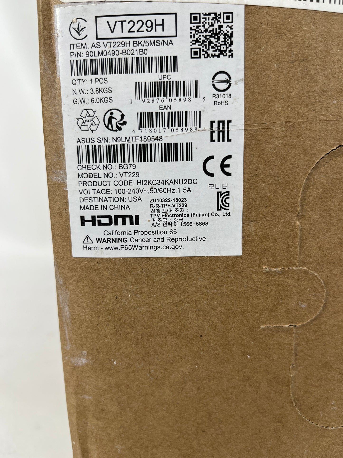 New ASUS 21.5" VT299H FHD LCD IPS Touch Monitor 5 Ms