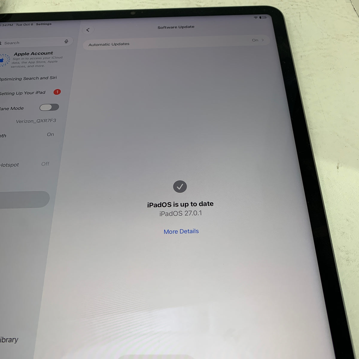 WiFi Only Apple iPad Pro 12.9" 6th Gen 256GB Space Gray MP603LL/A