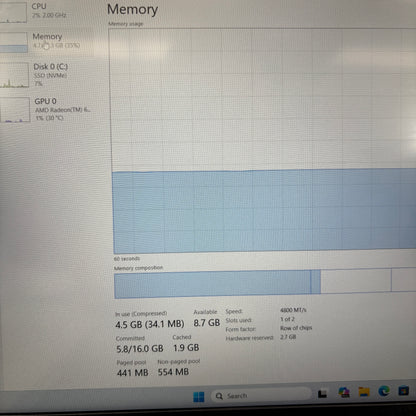 Lenovo Thinkbook 16 Gen 7 ARP 21MW0002US 16" Ryzen 5 7535HS 3.3GHz 16GB RAM 512GB SSD