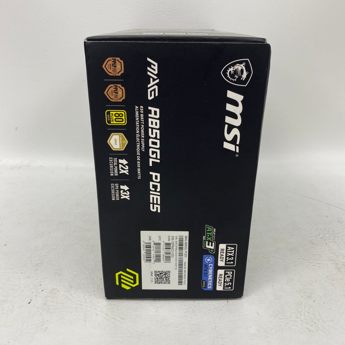 New MSI MAG A850GL PCIE5 850W Power Supply 80+ Gold Fully Modular ATX 