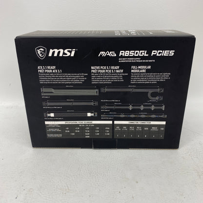 New MSI MAG A850GL PCIE5 850W Power Supply 80+ Gold Fully Modular ATX 