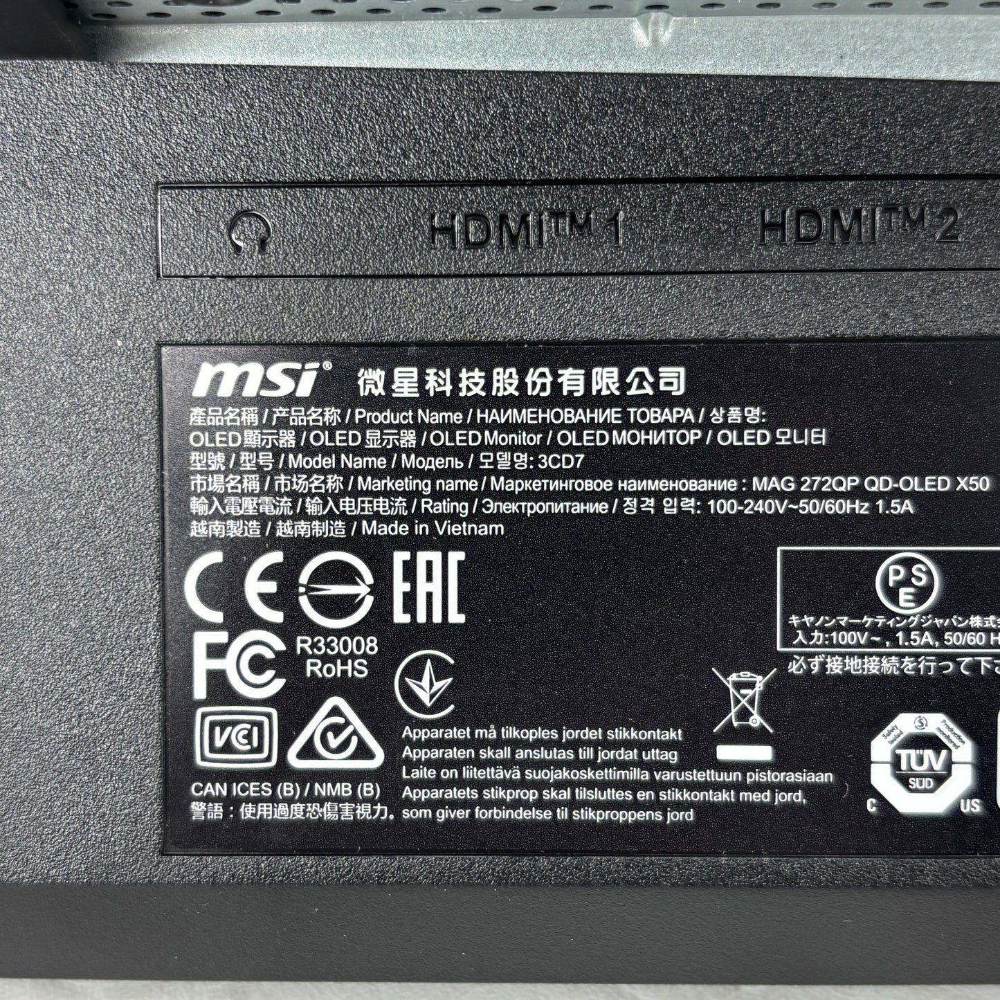 MSI MAG 272QP QD-OLED X50 27" 500Hz 0.03ms QHD Gaming Monitor HDMI DP USB Black