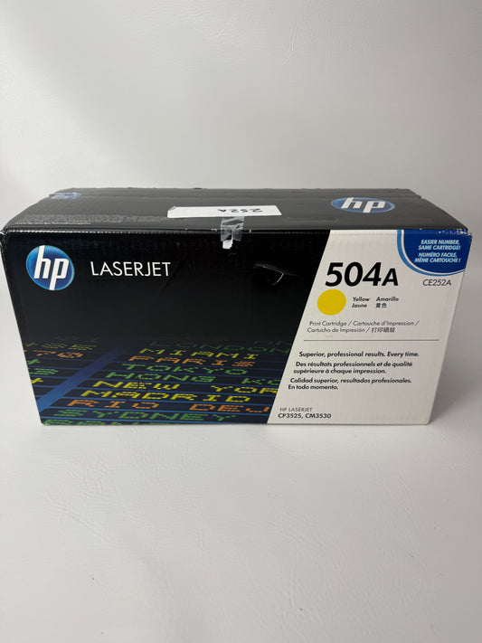 New HP LaserJet 504A Yellow Print Cartridge w/ ColorSphere Toner CE252A