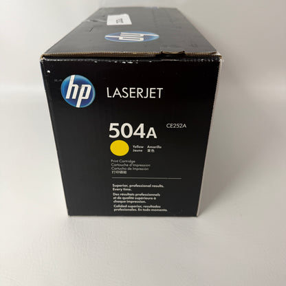 New HP LaserJet 504A Yellow Print Cartridge w/ ColorSphere Toner CE252A