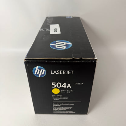 New HP LaserJet 504A Yellow Print Cartridge w/ ColorSphere Toner CE252A