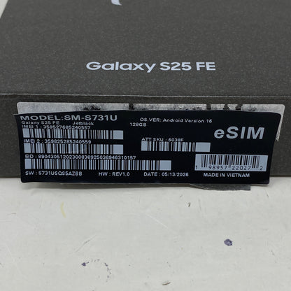 Verizon Samsung Galaxy S25 12GB RAM 256GB SM-S731U Black