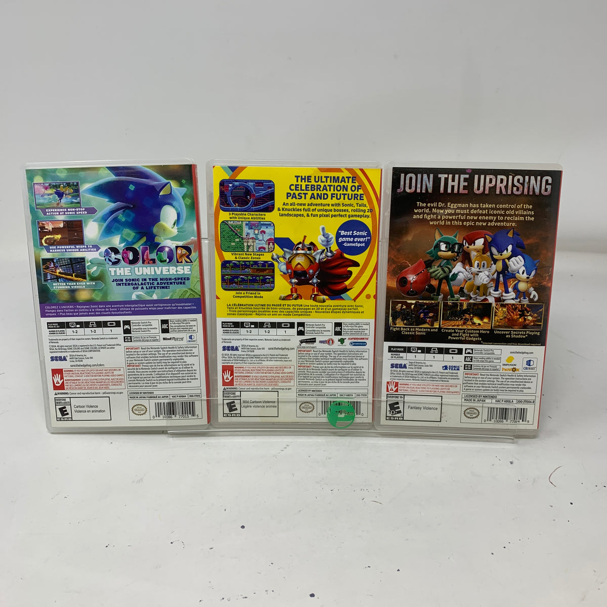 Lot of 3 Sonic Sega Nintendo Switch Games Mania Forces Colors Ultimate