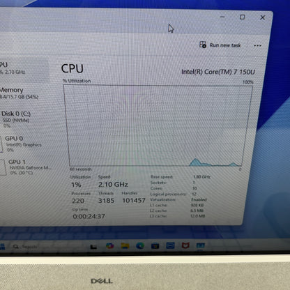 Dell W28C 27" Core 7 150U 1.80GHz 16GB RAM 1TB SSD NVIDIA Geforce MX570 A