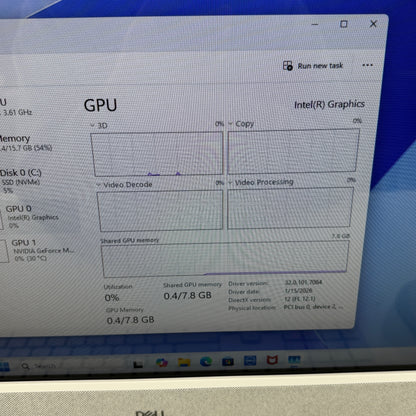 Dell W28C 27" Core 7 150U 1.80GHz 16GB RAM 1TB SSD NVIDIA Geforce MX570 A