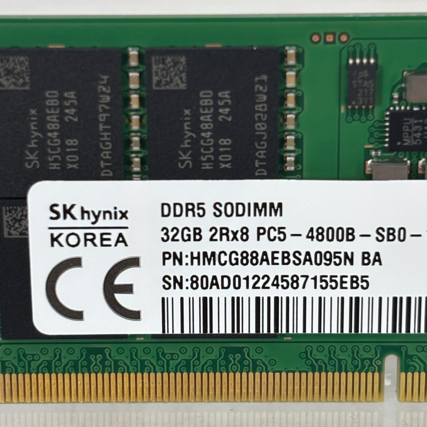 SK Hynix PC5-4800B-SB0 32GB (1x32GB) RAM DDR5 4800MHz HMCG88AEBSA095N BA
