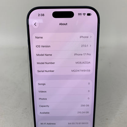 Factory Unlocked Apple iPhone 17 Pro 256GB Deep Blue MG8J4ZD/A