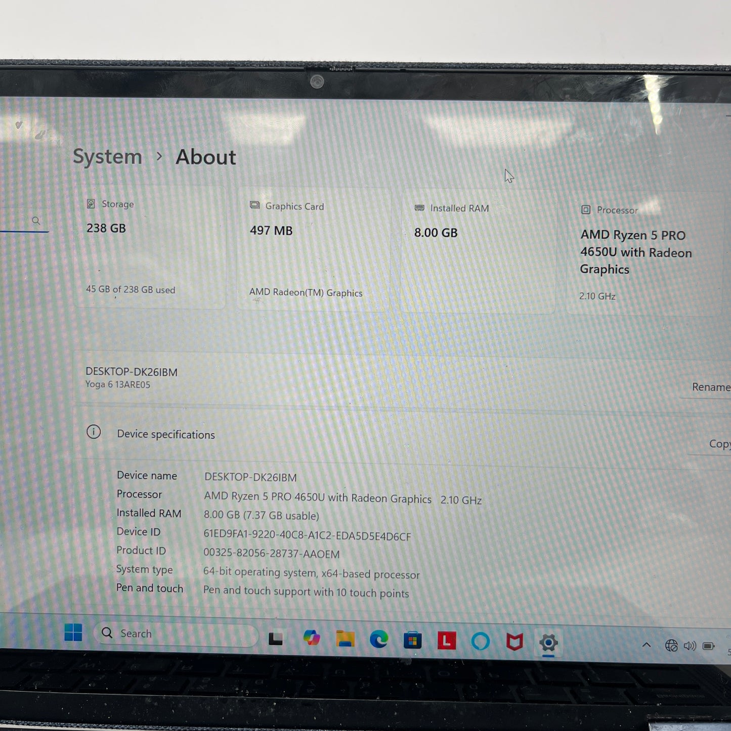 Lenovo Yoga 6 2-in-1 13ARE05 13.3" Ryzen 5 Pro 4650U 2.1GHz 8GB RAM 256GB SSD