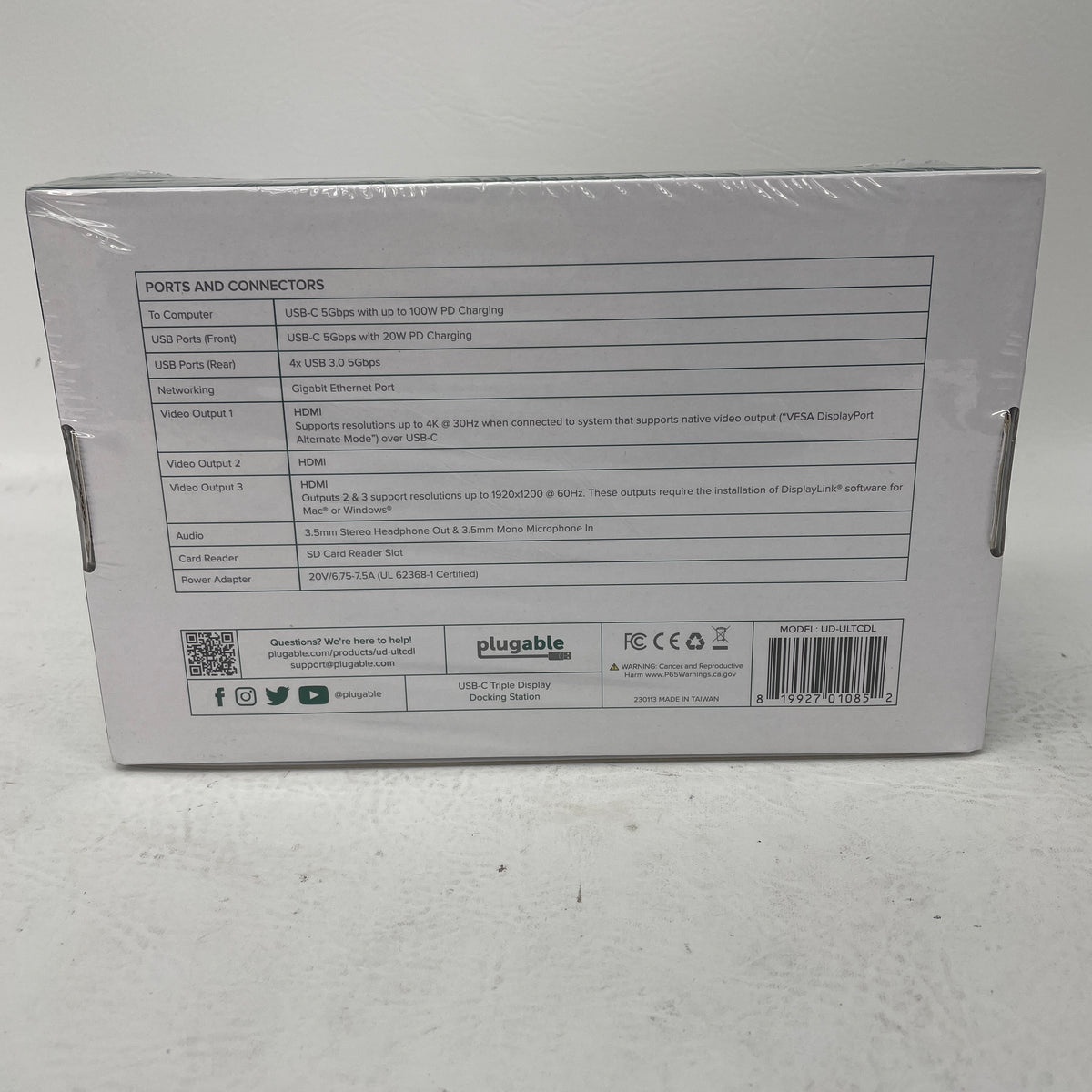 New Plugable UD-ULTCDL USB-C Triple HDMI Monitor Docking Station 100W Charging
