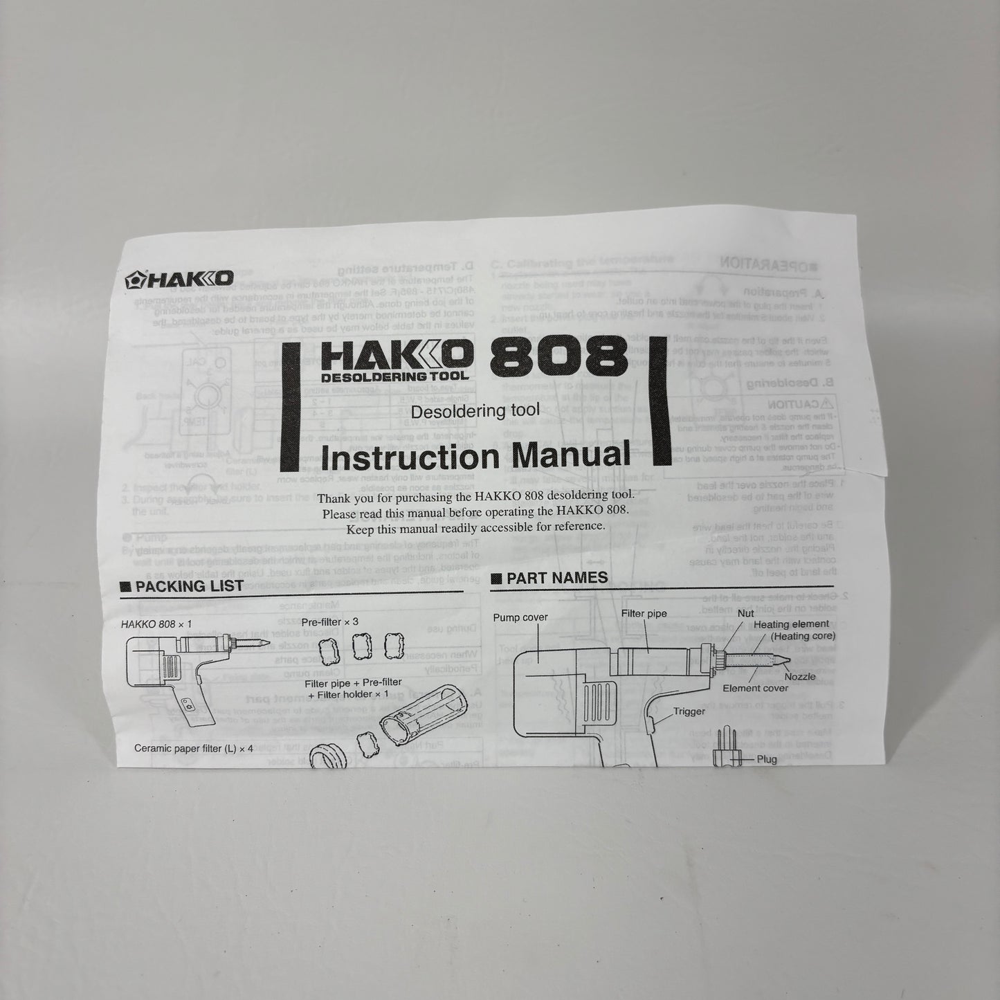 Hakko 808 Desoldering Kit Portable Self-Contained Gun 808-19