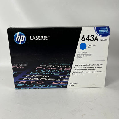 Set of  3 New HP Laserjet 643A Yellow/Cyan/Magenta Toner Cartridge Q5951A/Q5953A/Q5952A