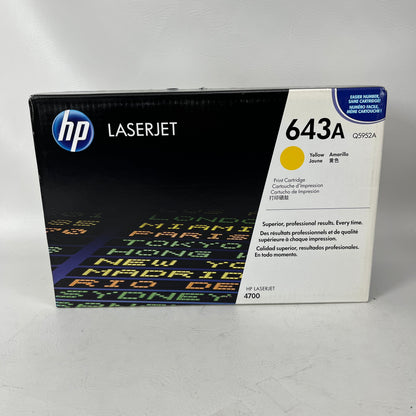 New HP 643A Yellow Original LaserJet Toner Cartridge 10,000 Pages Q5952A