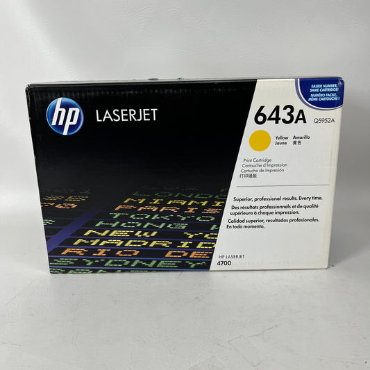 New HP 643A Yellow Original LaserJet Toner Cartridge 10,000 Pages Q5952A