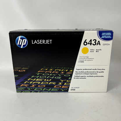 New HP 643A Yellow Original LaserJet Toner Cartridge 10,000 Pages Q5952A