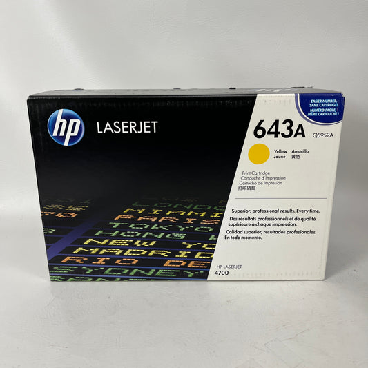 New HP 643A Yellow Original LaserJet Toner Cartridge 10,000 Pages Q5952A