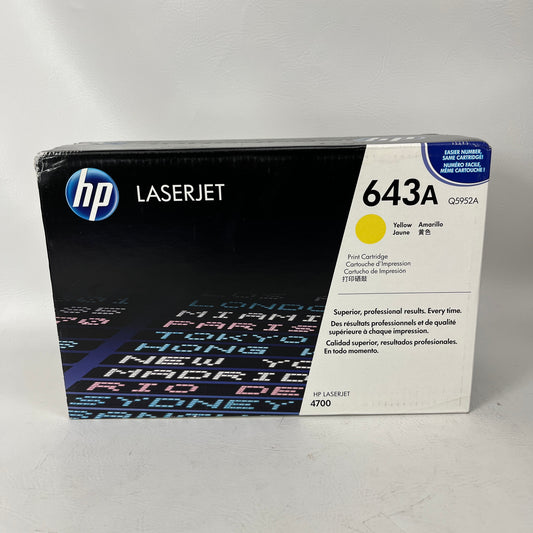 New HP 643A Yellow Original LaserJet Toner Cartridge 10,000 Pages Q5952A