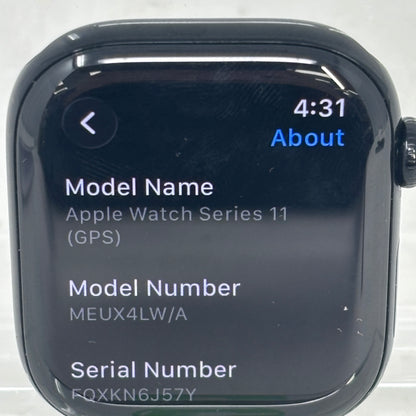 GPS Only Apple Watch Series 11 46MM Jet Black Aluminum Black Sport Band MEUX4LW/A