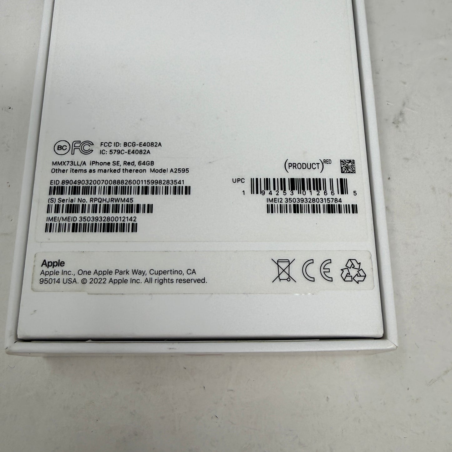 Factory Unlocked Apple iPhone SE 3rd Gen 64GB Product Red MMX73LL/A