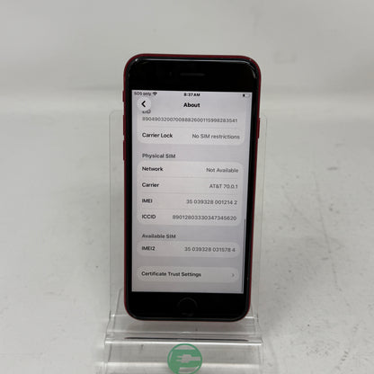 Factory Unlocked Apple iPhone SE 3rd Gen 64GB Product Red MMX73LL/A