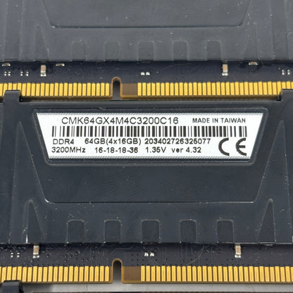 Corsair Vengeance LPX 64GB (4x16GB) RAM DDR4 3200MHz CMK64GX4M4C3200C16