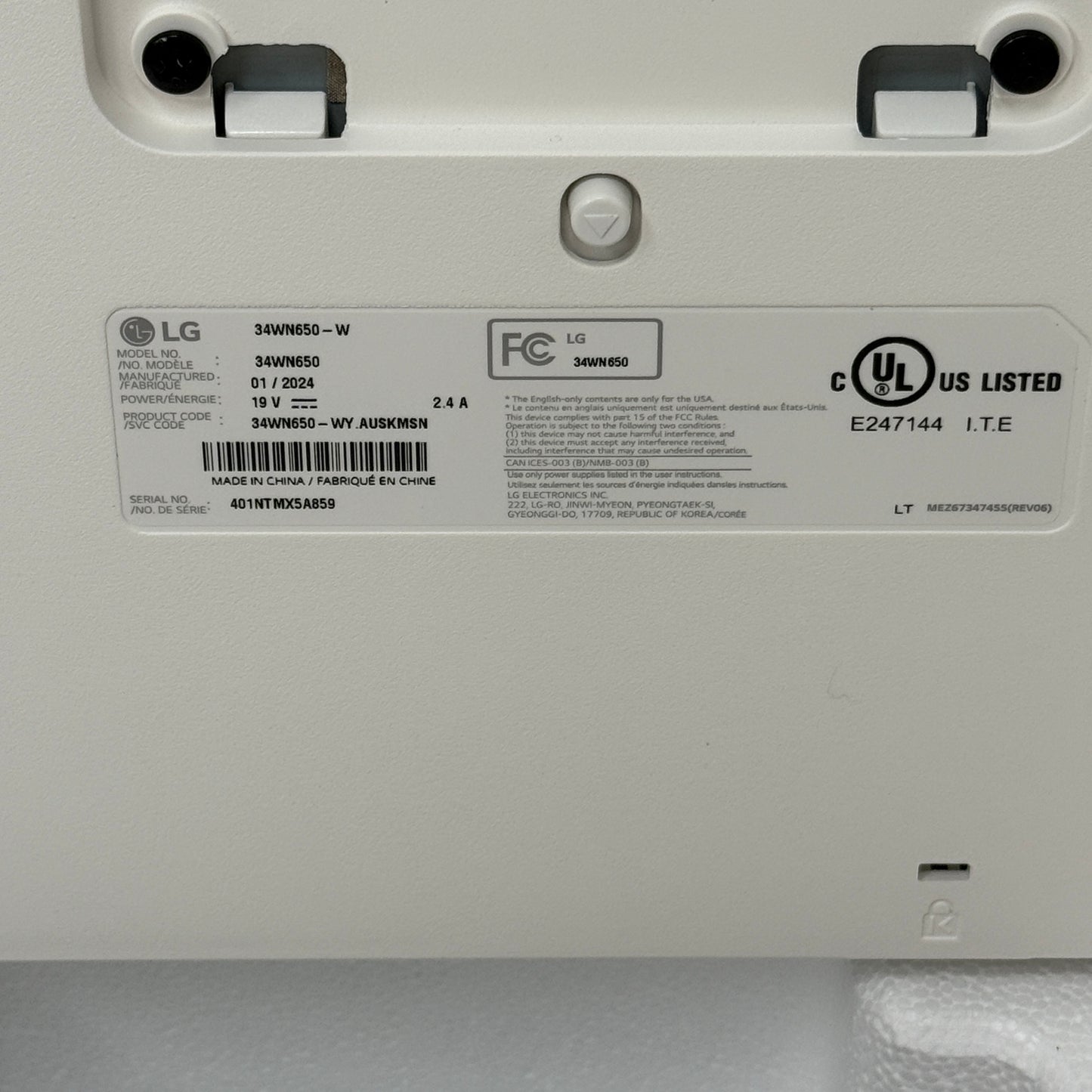 LG 34" 34WN650-W LED-Backlit LCD IPS UltraWide Monitor