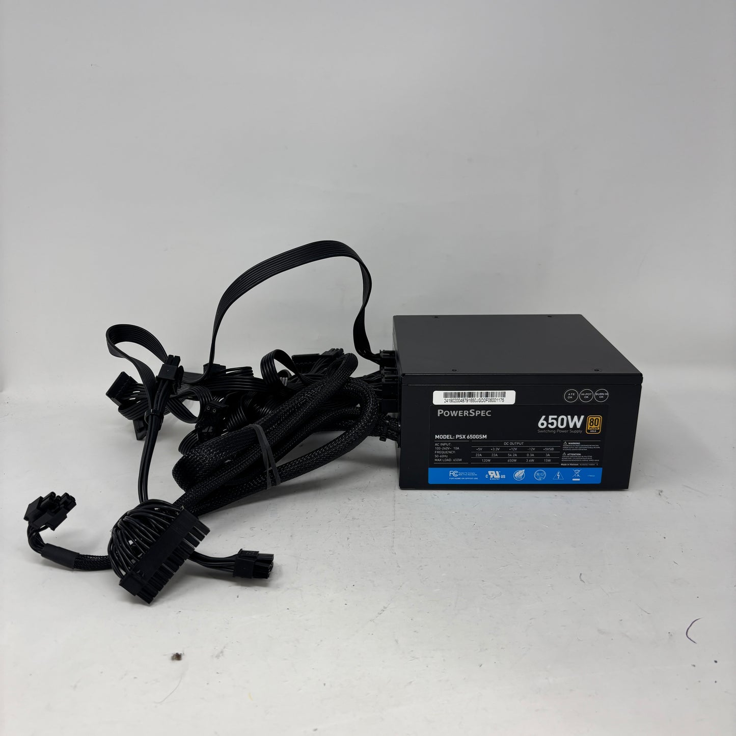 PowerSpec PSX 650GSM 80 Plus Gold 650W Semi Modular Switching Power Supply