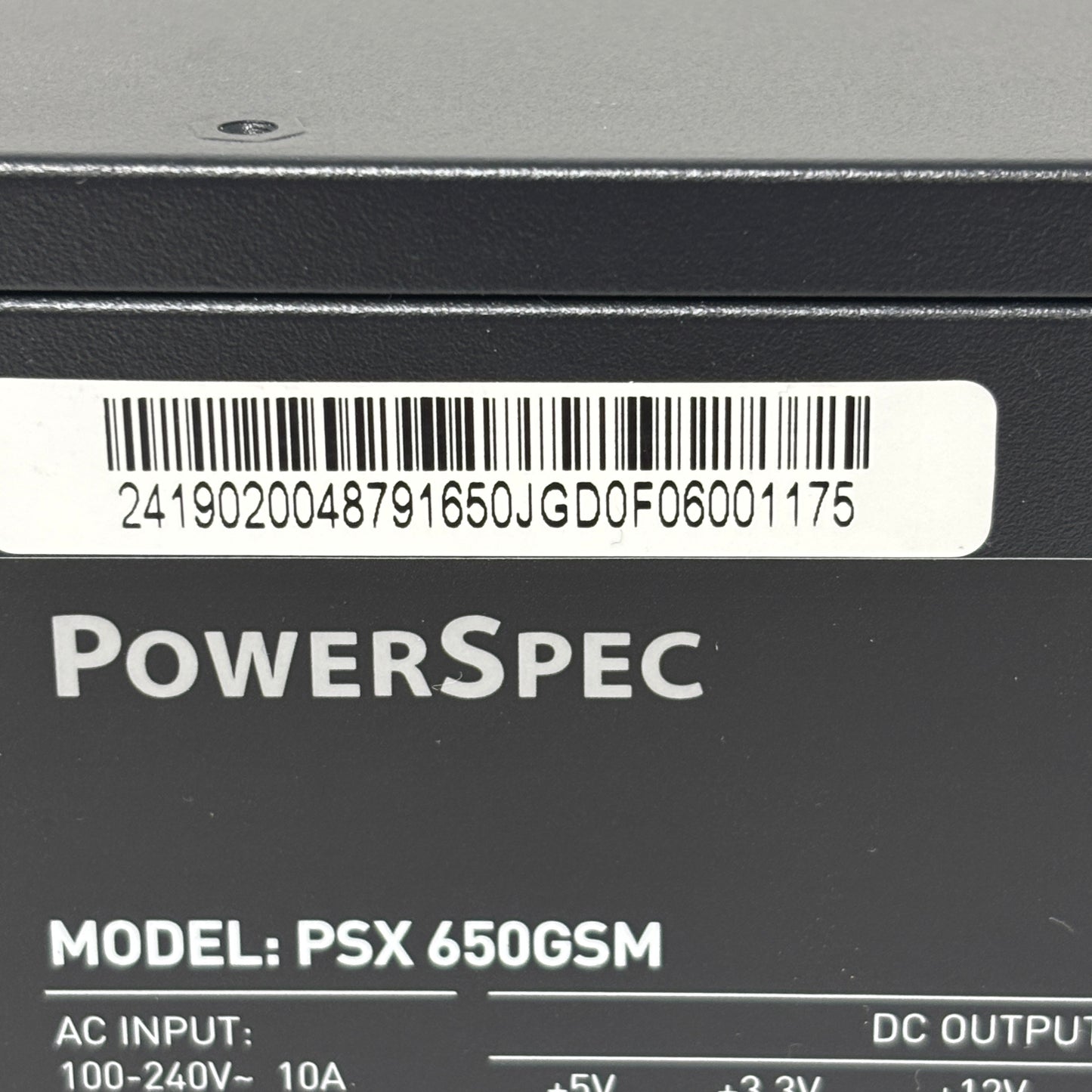 PowerSpec PSX 650GSM 80 Plus Gold 650W Semi Modular Switching Power Supply
