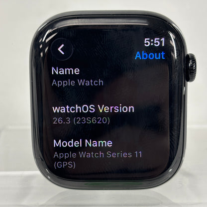 GPS Only Apple Watch Series 11 46MM Black Aluminum Black Sport Band MEUX4LW/A