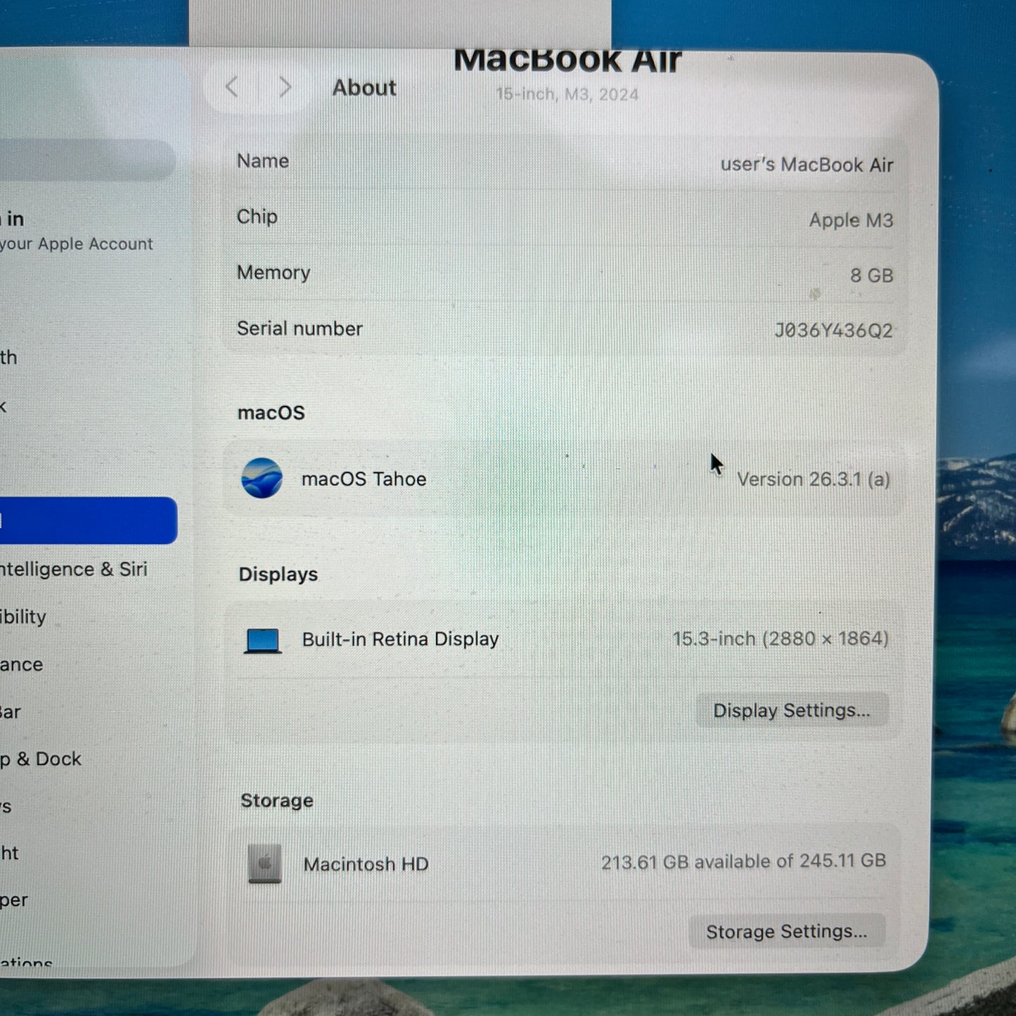 2024 Apple MacBook Air 15" M3 10C GPU 4.0GHz 8GB RAM 256GB SSD MRYU3LL/A