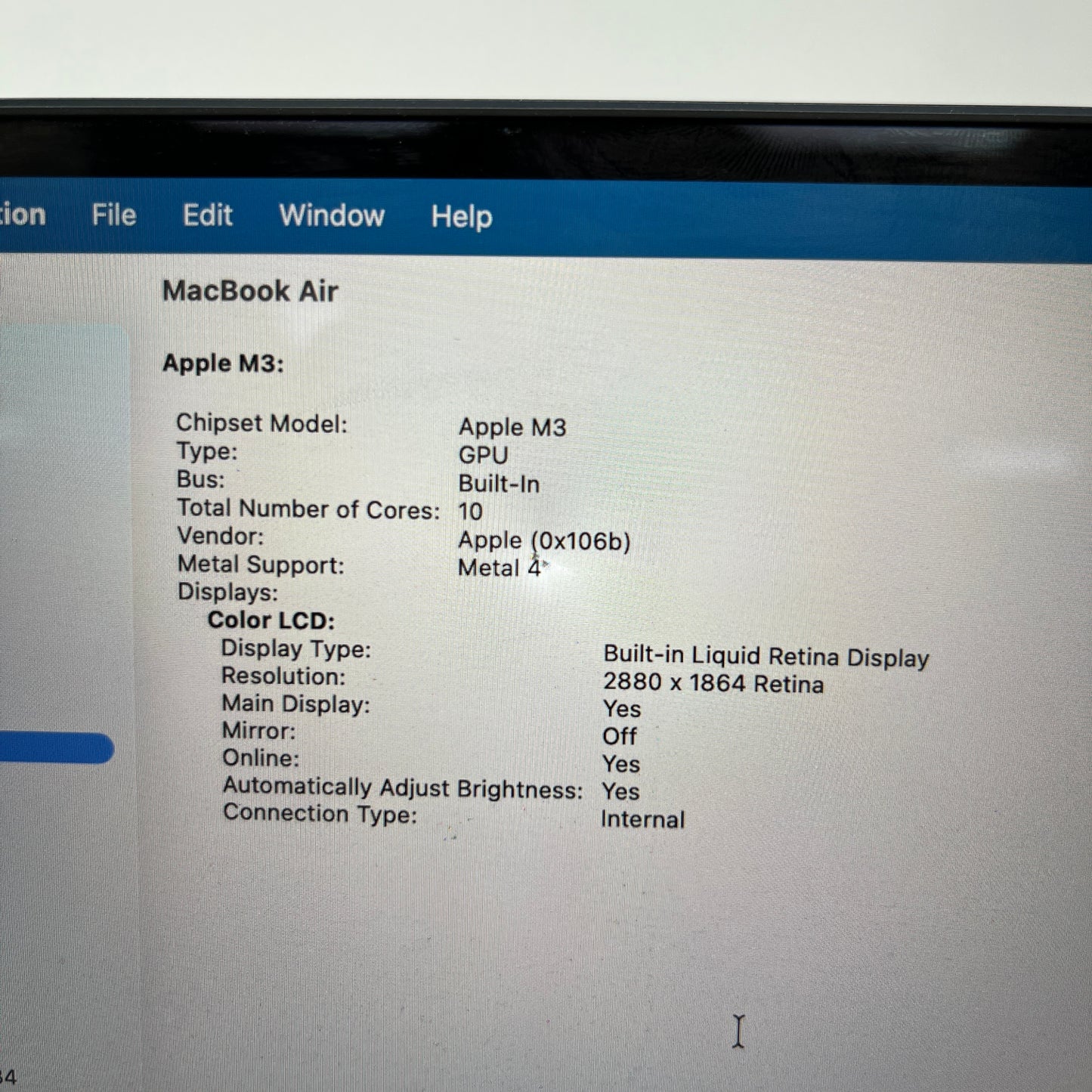 2024 Apple MacBook Air 15" M3 10C GPU 4.0GHz 8GB RAM 256GB SSD MRYU3LL/A