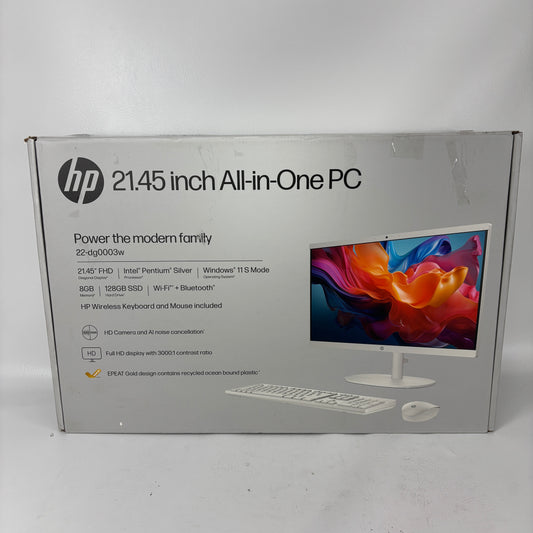 New HP 22-DG0003W AIO 21.45" Intel Pentium J5040  2.00GHz 8GB RAM 128GB SSD