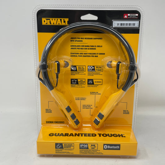 New DeWalt DXMA1902093 Wireless Bluetooth Neckband Headphone Yellow 190 2093 DW2