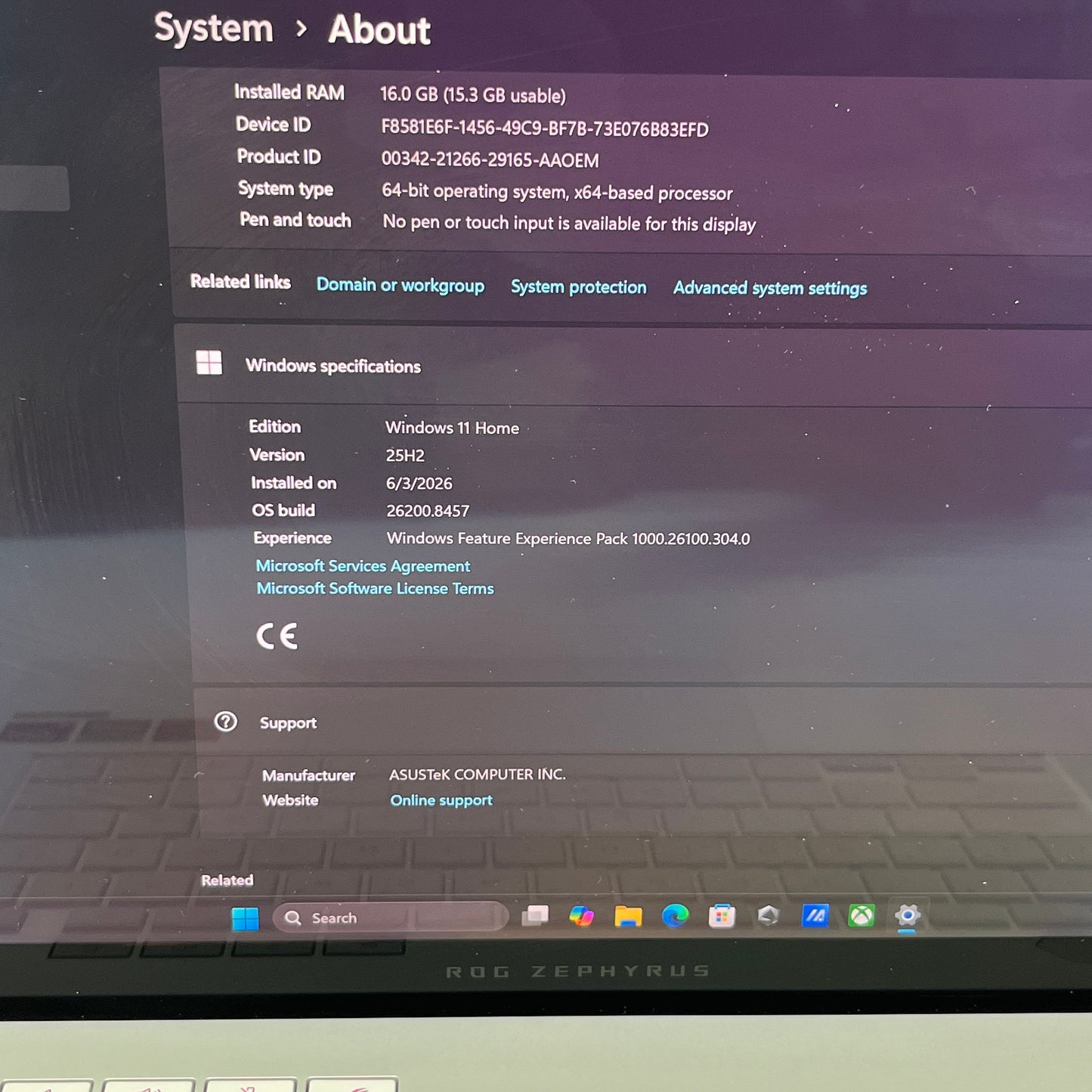 Asus ROG Zephyrus G14 GA403UV 14" Ryzen 9 8945HS 4.0GHz 16GB RAM 1TB SSD 