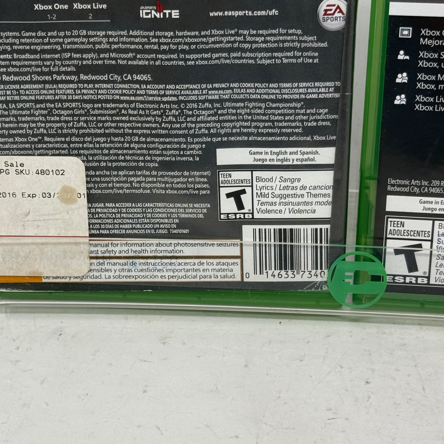 Lot of 2 Microsoft Xbox One Games UFC 3 & UFC 2