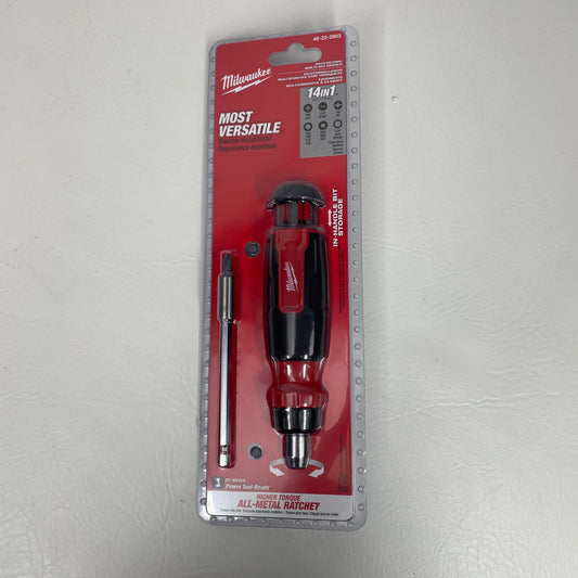 New Milwaukee 48-22-2903 14-in-1 Ratcheting Multi-Bit Screwdriver
