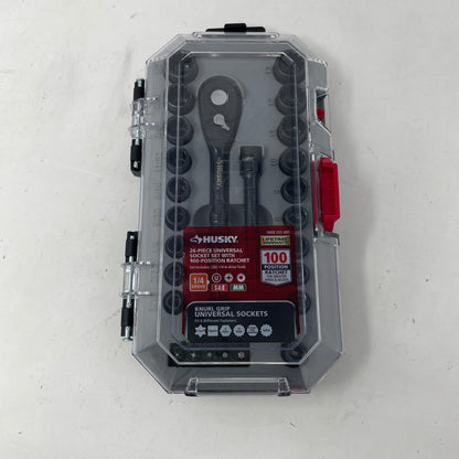 New Husky 1/4 in. Drive 26-Piece Universal Socket Set with 100-Position Ratchet H1004D26SWS