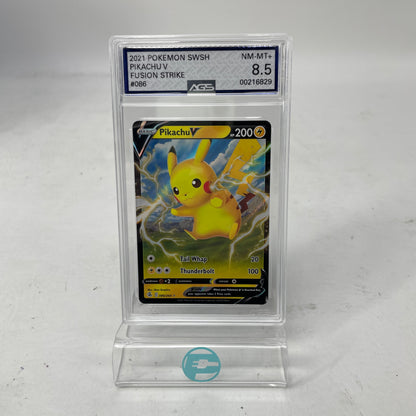 Pokémon TCG Sword & Shield Pikachu V 086/264 Holo English AGS 8.5 (NM-MT+)