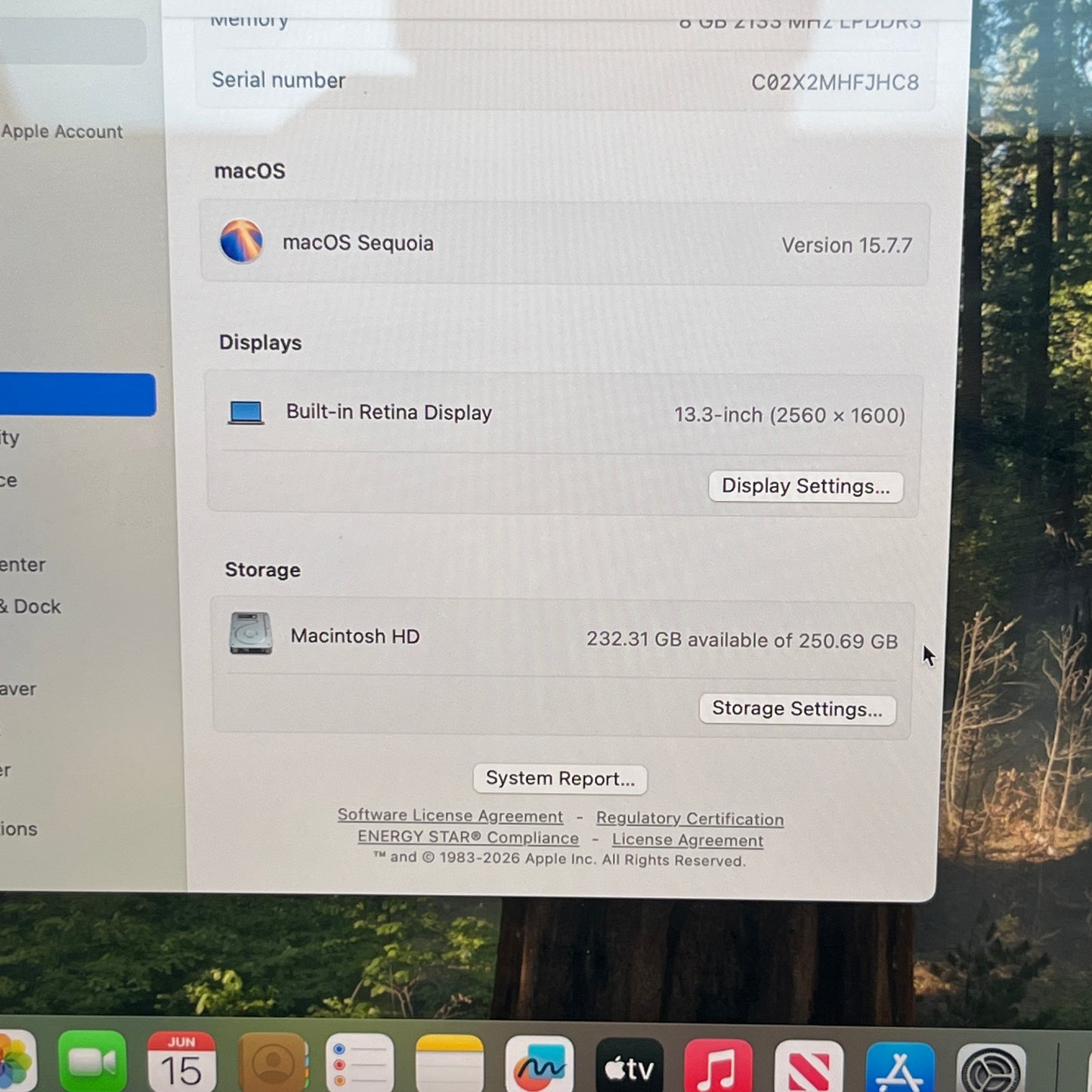 2018 Apple MacBook Pro 13.3" i5 2.3GHz 8GB RAM 250GB SSD Silver A1989