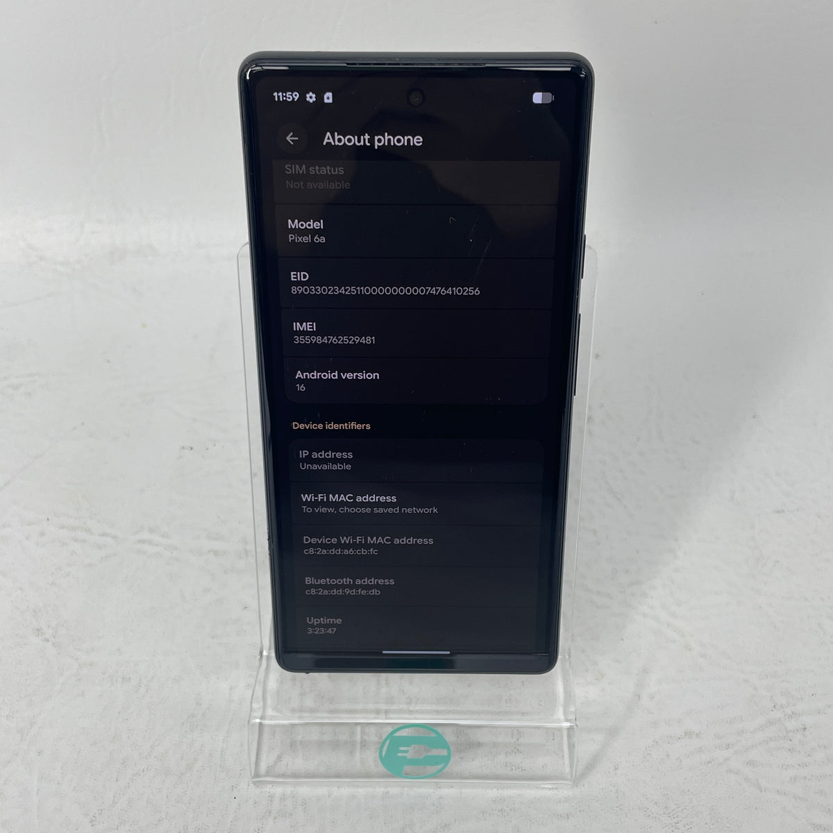 Google Pixel 6a 128GB Charcoal Verizon Smartphone 6.1" Display 5G