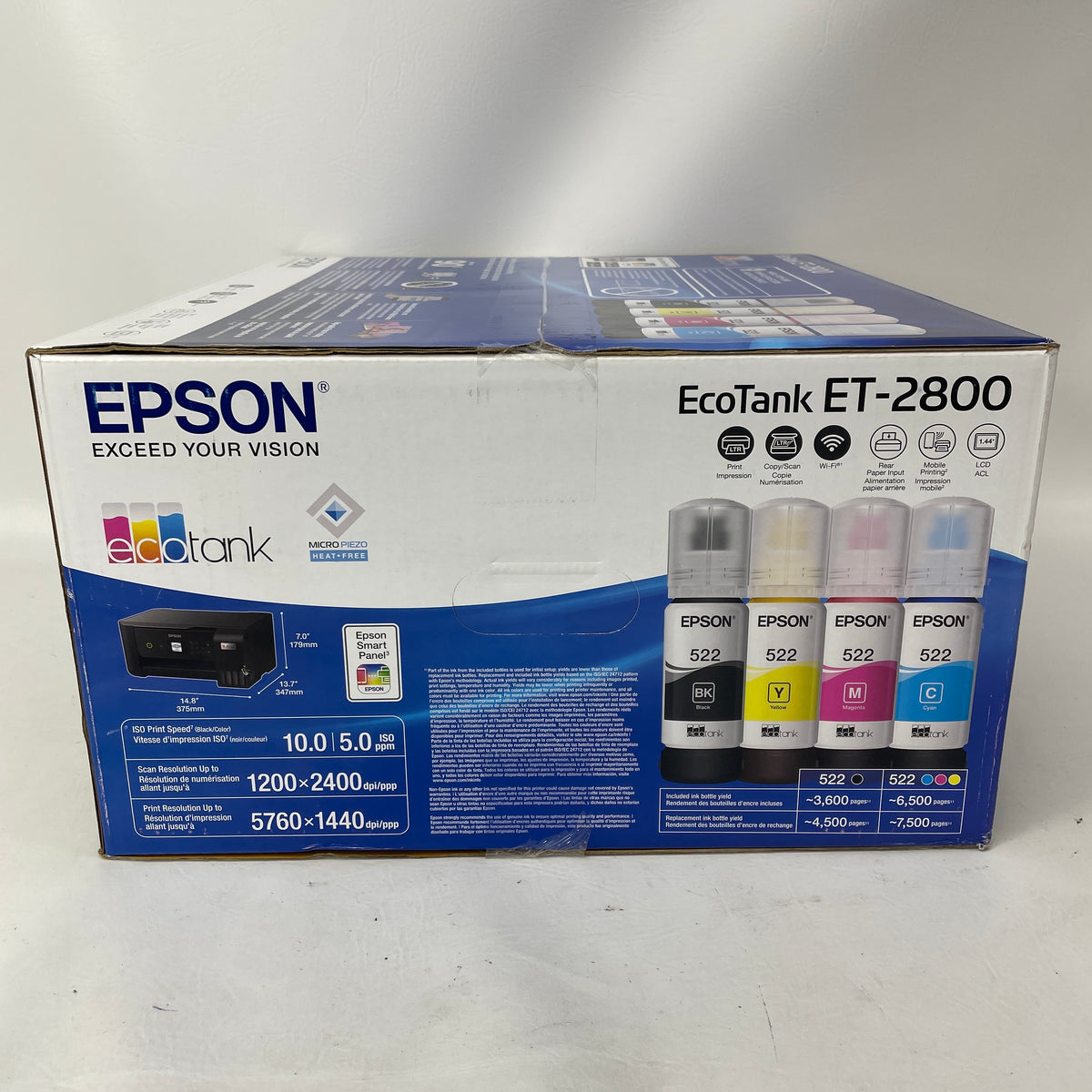 Epson EcoTank ET-2800 All-in-One Inkjet Printer Black Wireless Wi-Fi USB