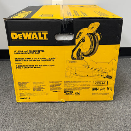 New DeWalt DWS715 120V 12" (305mm) Single Bevel Compound Miter Saw