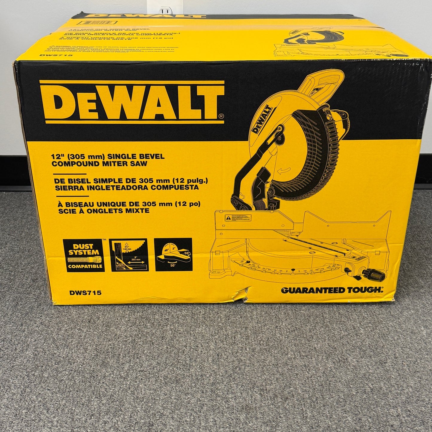 New DeWalt DWS715 120V 12" (305mm) Single Bevel Compound Miter Saw