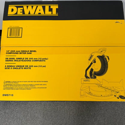 New DeWalt DWS715 120V 12" (305mm) Single Bevel Compound Miter Saw