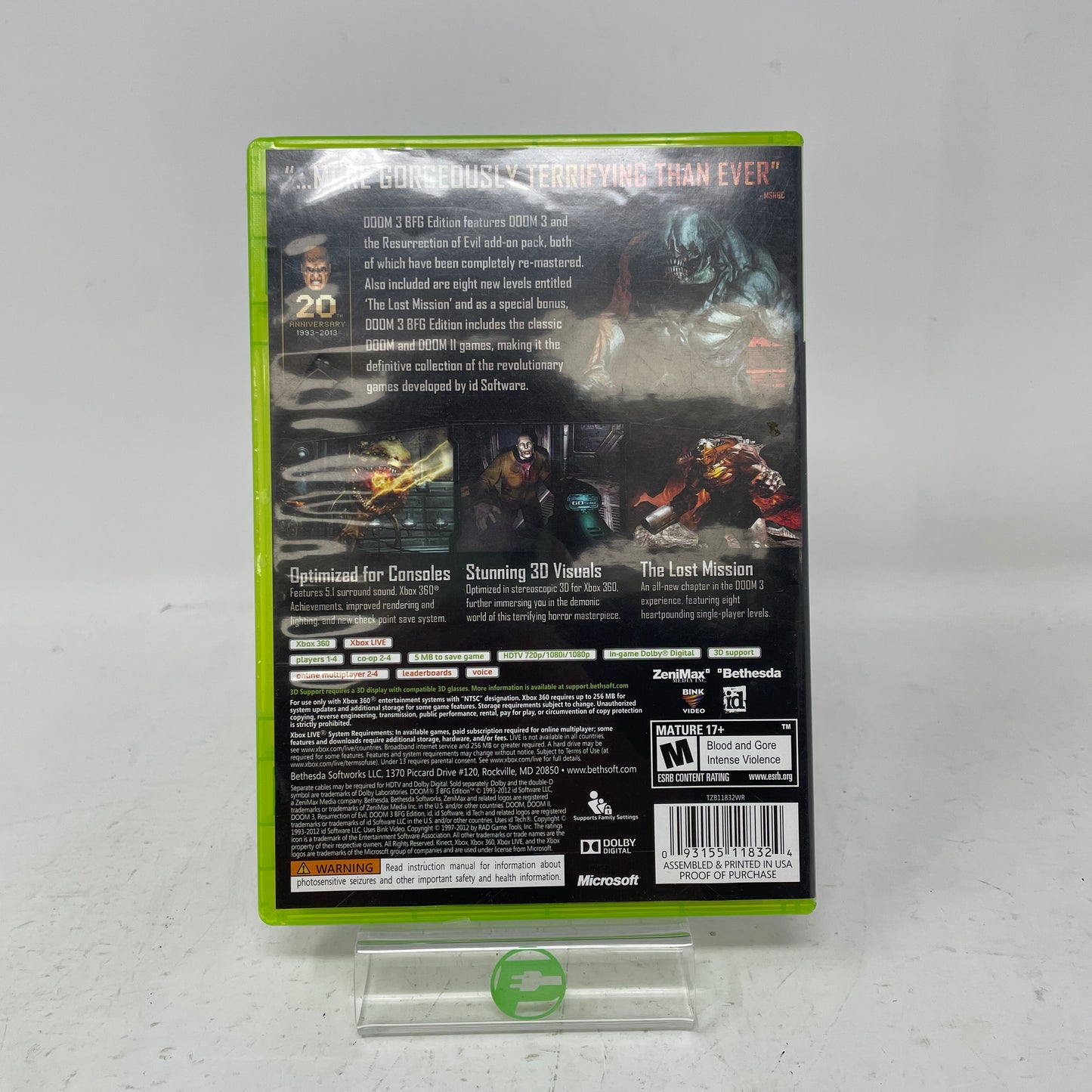 DOOM 3 (BFG EDITION)
(Microsoft Xbox 360, 2012)