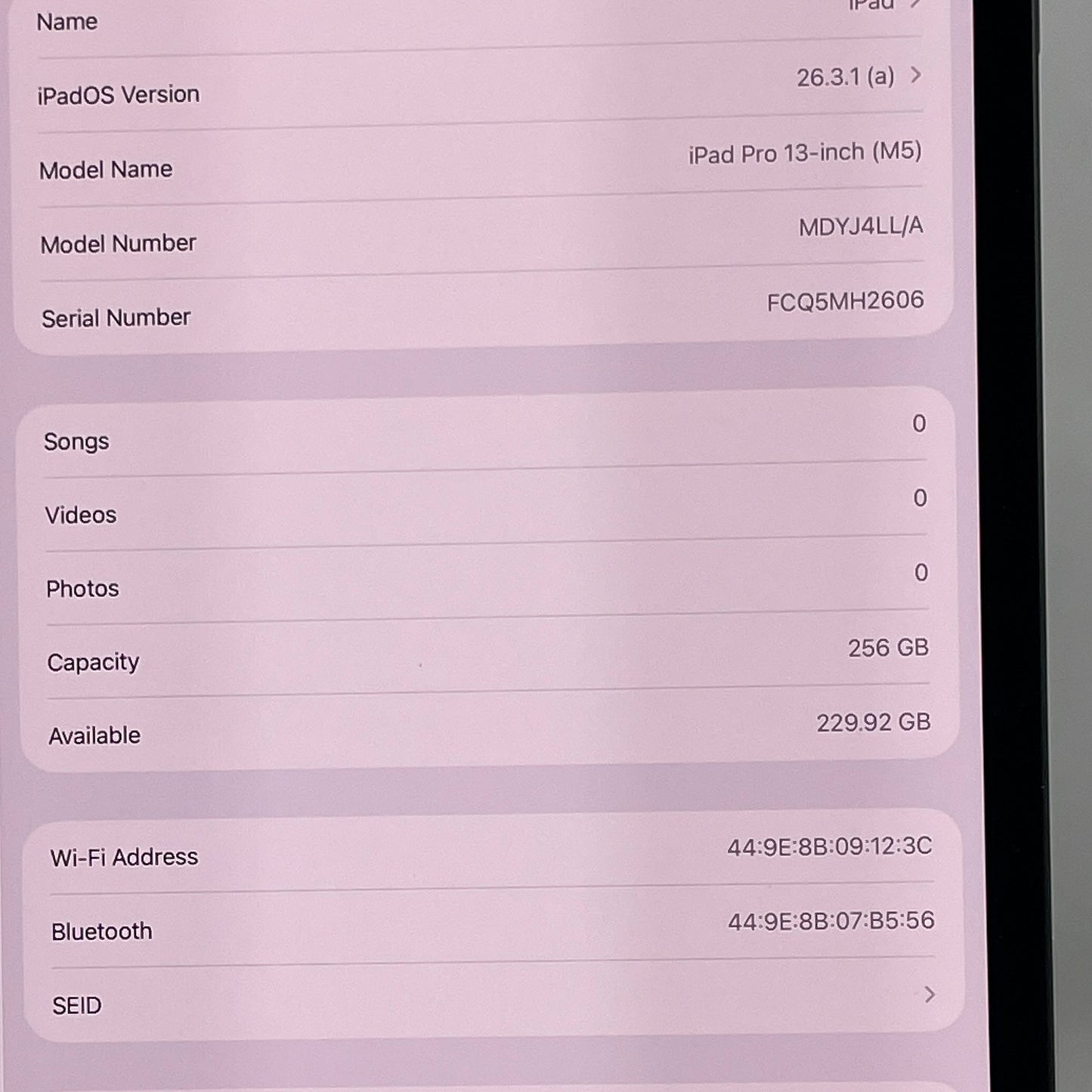 WiFi Only Apple iPad Pro 13" M5 256GB Space Black MDYJ4LL/A