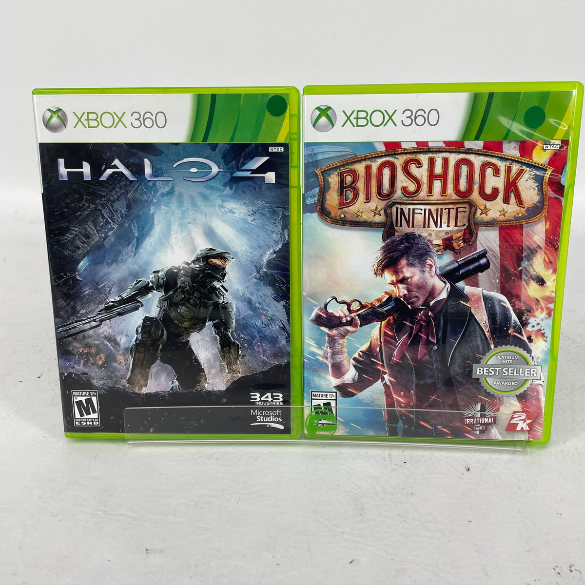 Lot of 2 Microsoft Xbox 360 Games Halo 4 Disc 1 & 2 & BioShock Infinite